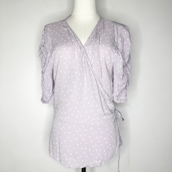 Abercrombie & Fitch Purple Puff Sleeve Wrap Blouse Size XL NwT - Picture 1 of 7